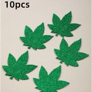 Disposable Nipple Covers MJ Leaf glitter 
Green / one-size